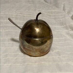 Silver plated Apple-Shaped Sugar or jam Bowl with Spoon
